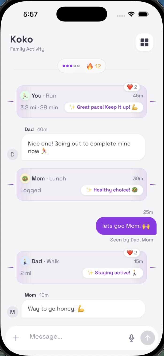 Famly app - family health tracking dashboard screenshot 1